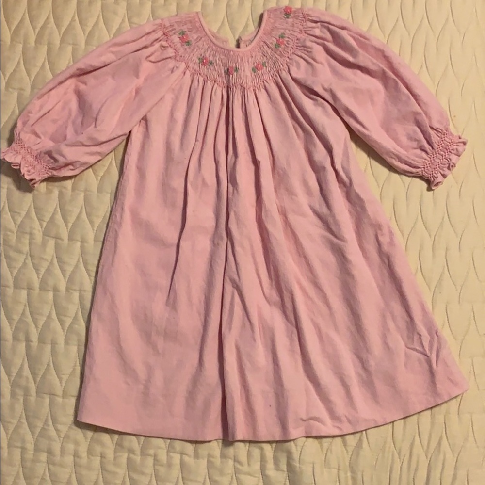 Pink corduroy smocked 2T dress